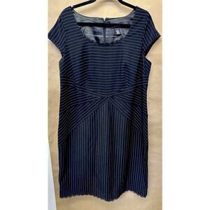 MM Black Pinstripes Sheath Dress w/ Waist Detail Sz 16w NWOT